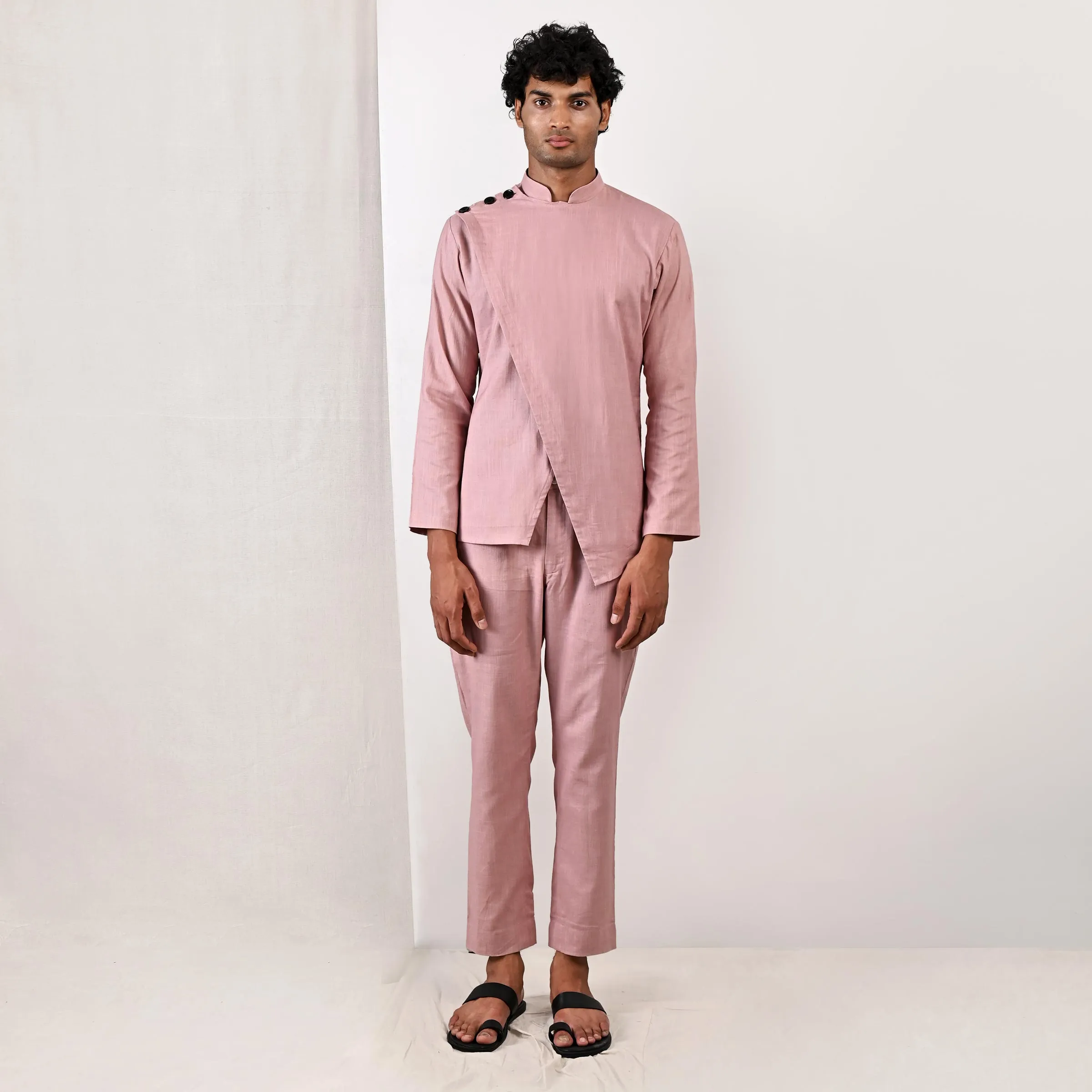 Averitt - Mauve Asymmetrical Shirt Kurta with Pant Set