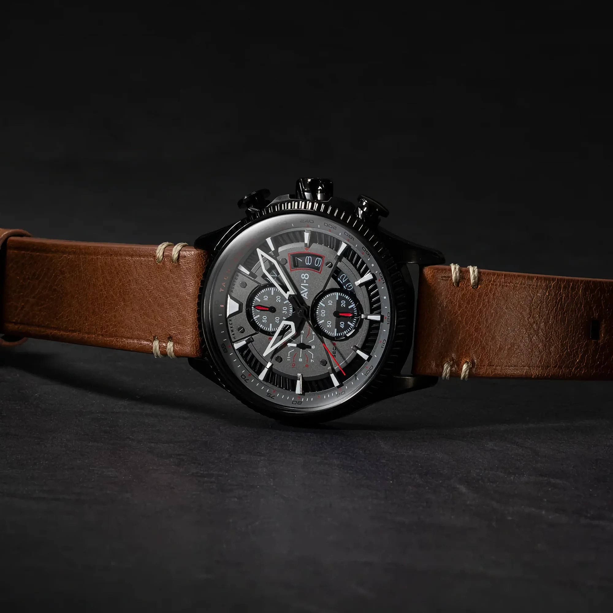 AVI-8 Hawker Hunter Avon Chronograph Scarlet Black Brown Men's Watch