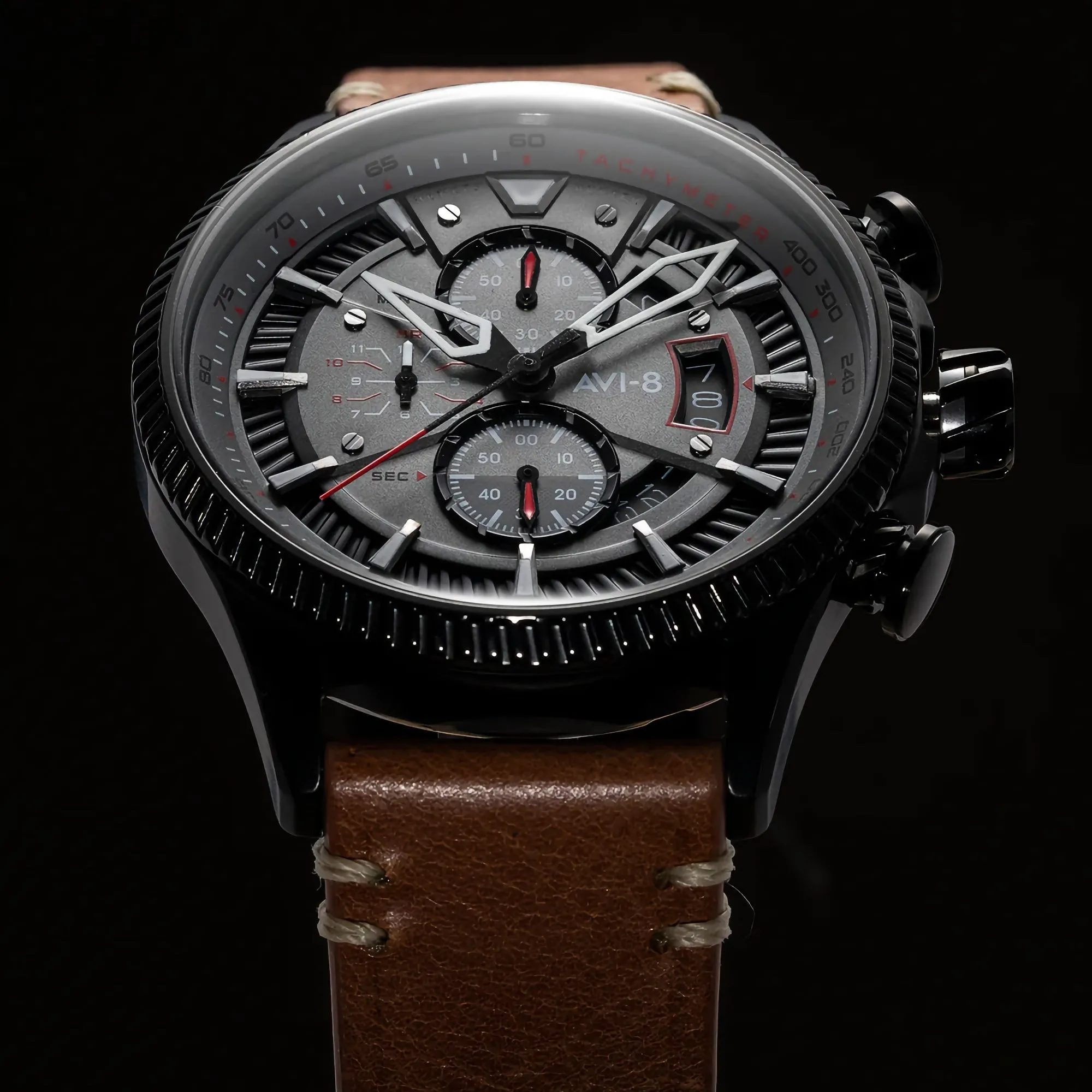 AVI-8 Hawker Hunter Avon Chronograph Scarlet Black Brown Men's Watch