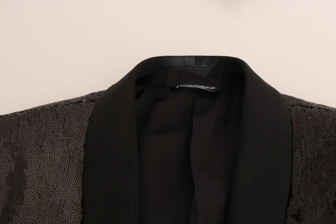 Black Sequined Slim MARTINI Blazer