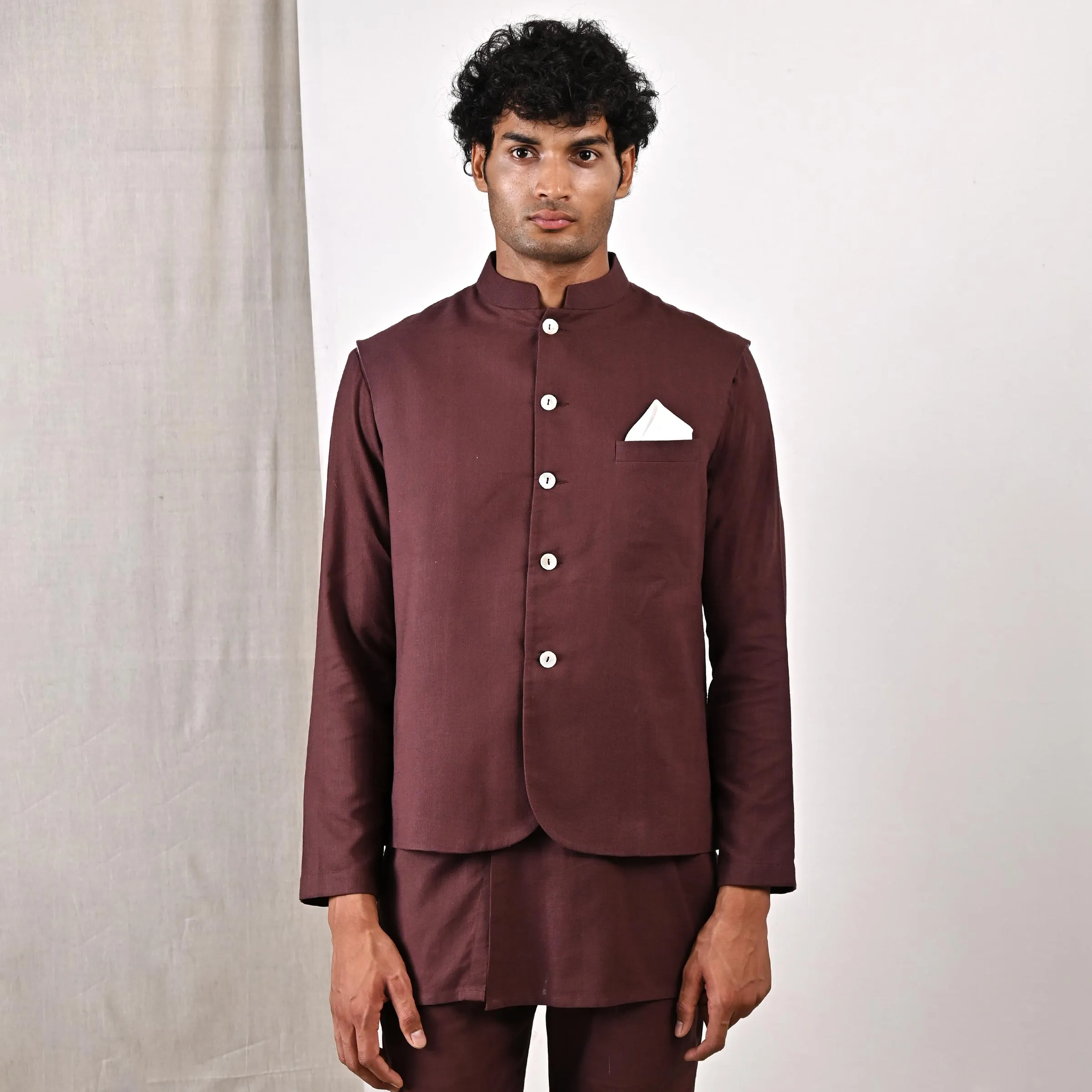 Bleiz Nehru Jacket with Asymmetrical Kurta Set
