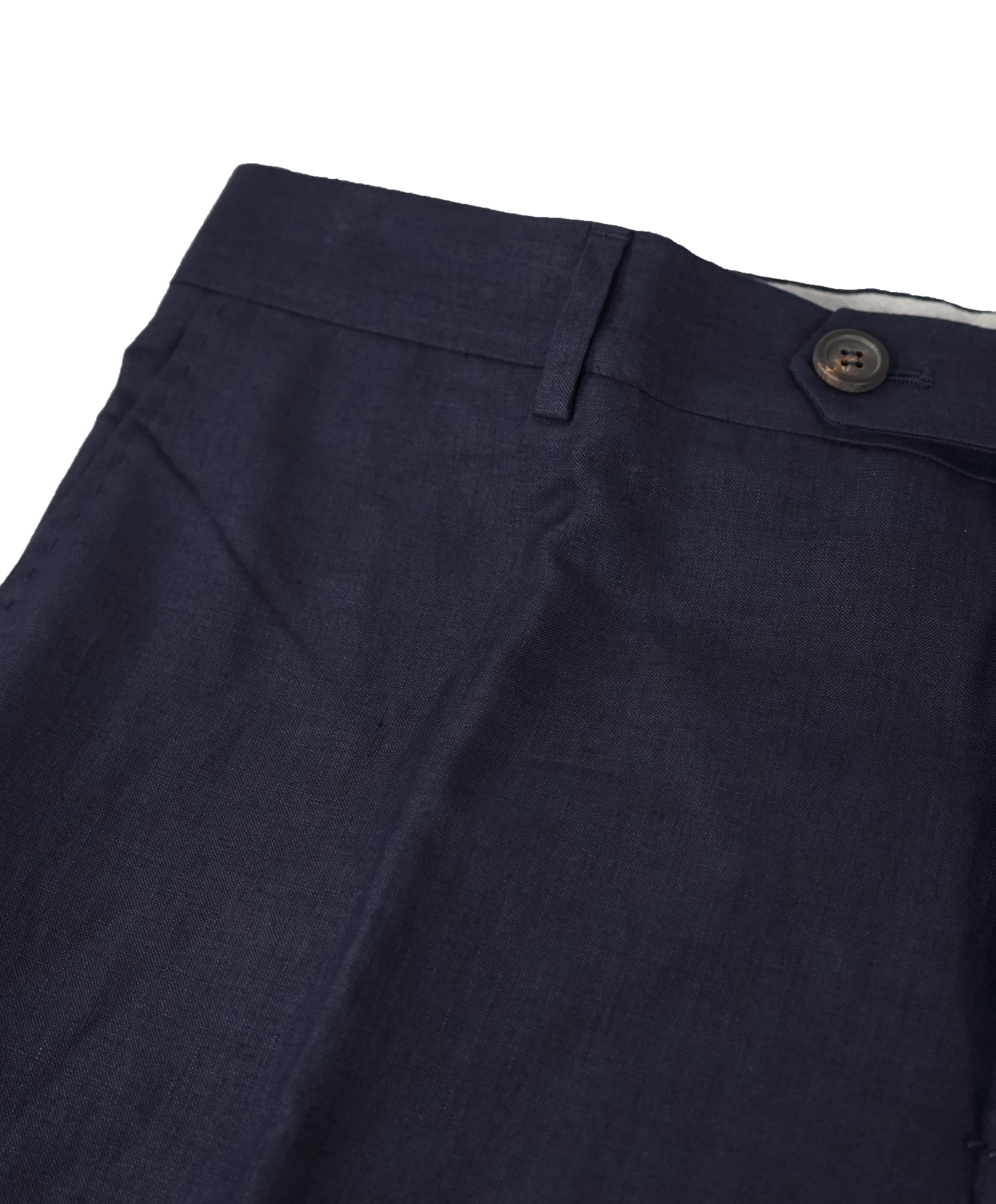 BRUNELLO CUCINELLI - Indigo Blue Wool/Linen/Silk Summer Blend Dress Pants - 37W