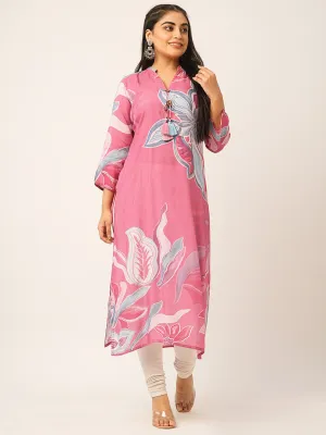 Buy Pink Comfort Fit Muslin Kurta for Women online India - Zola