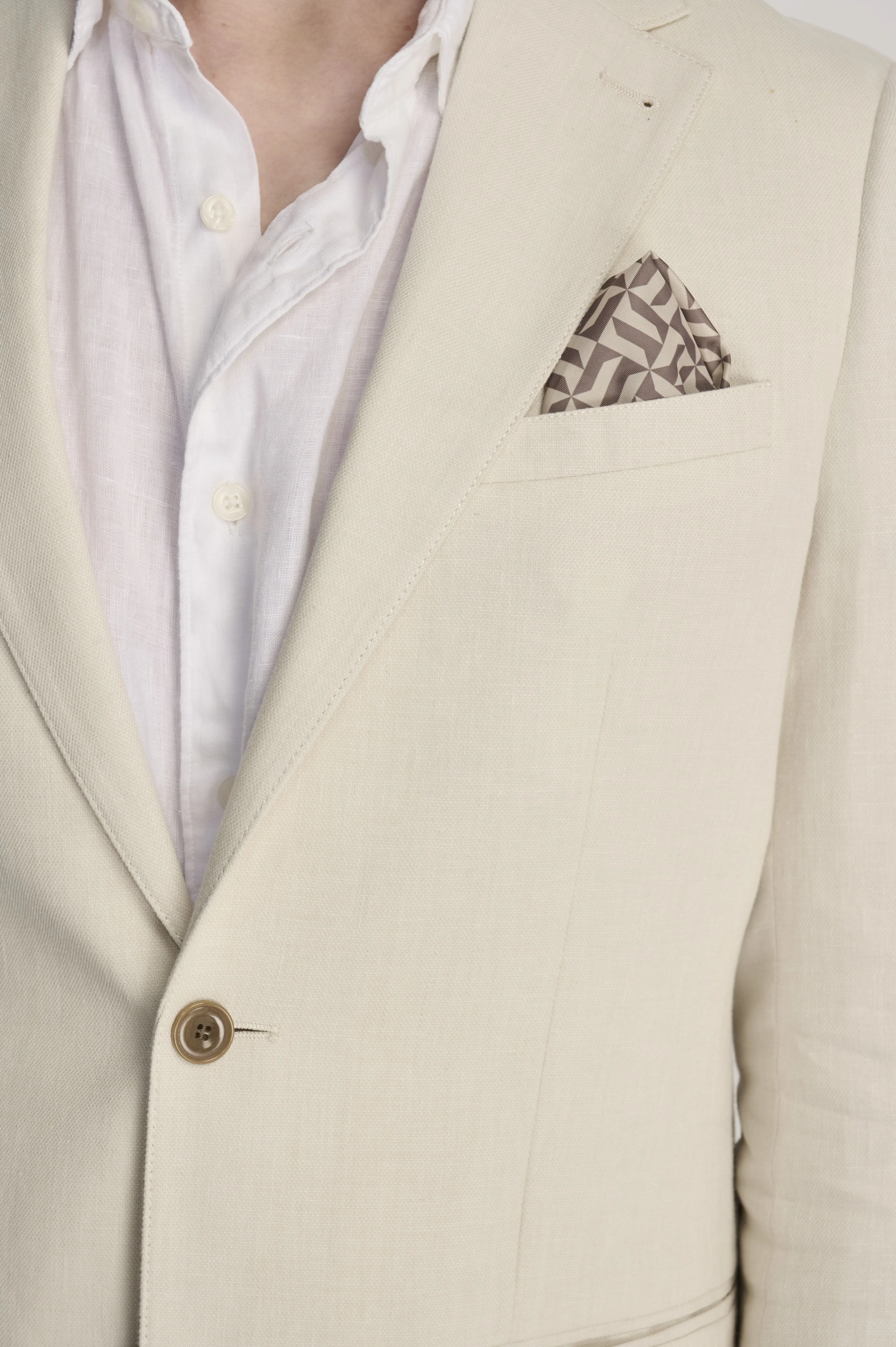 Giacomo Slim Fit Cotton Linen Suit Jacket in Stone