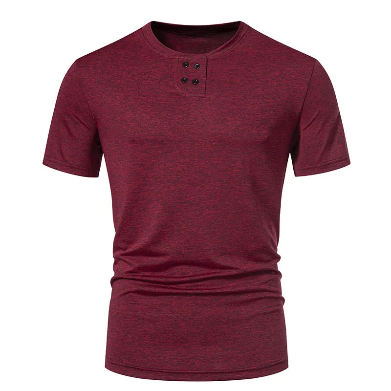 Men Crewneck Buttons Short Sleeves T-Shirt