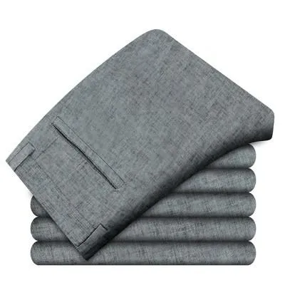 Men's Breathable Cotton Linen Trousers Up To Size 38