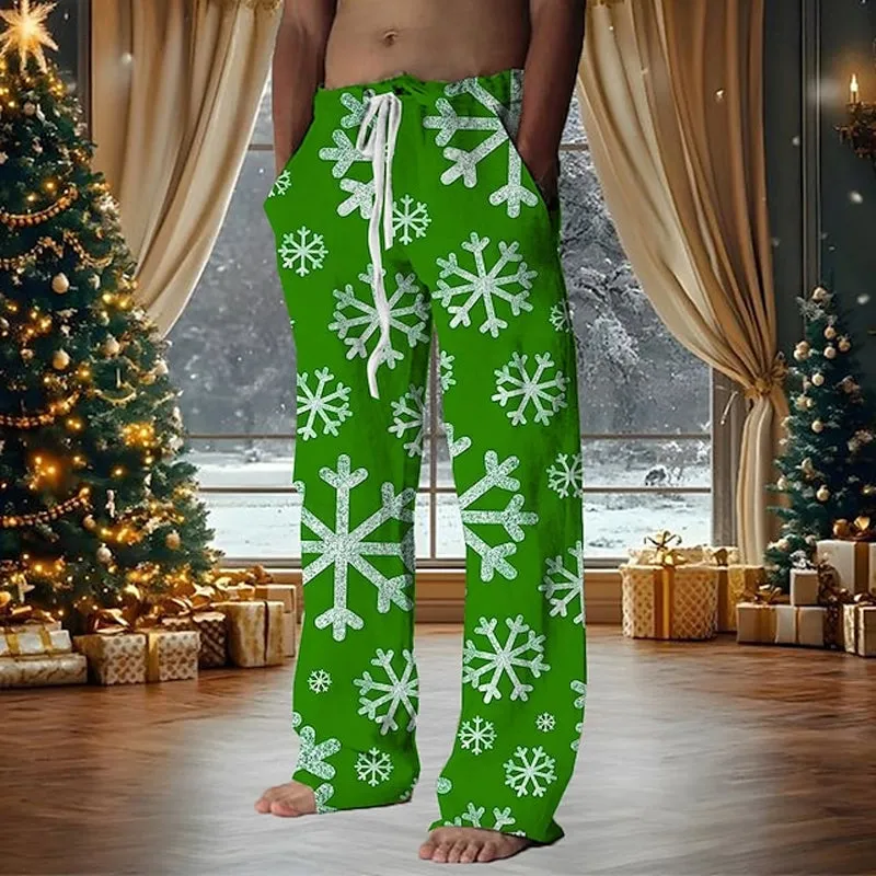 Men's Christmas Party Snowflake Printed Pants 2411007262