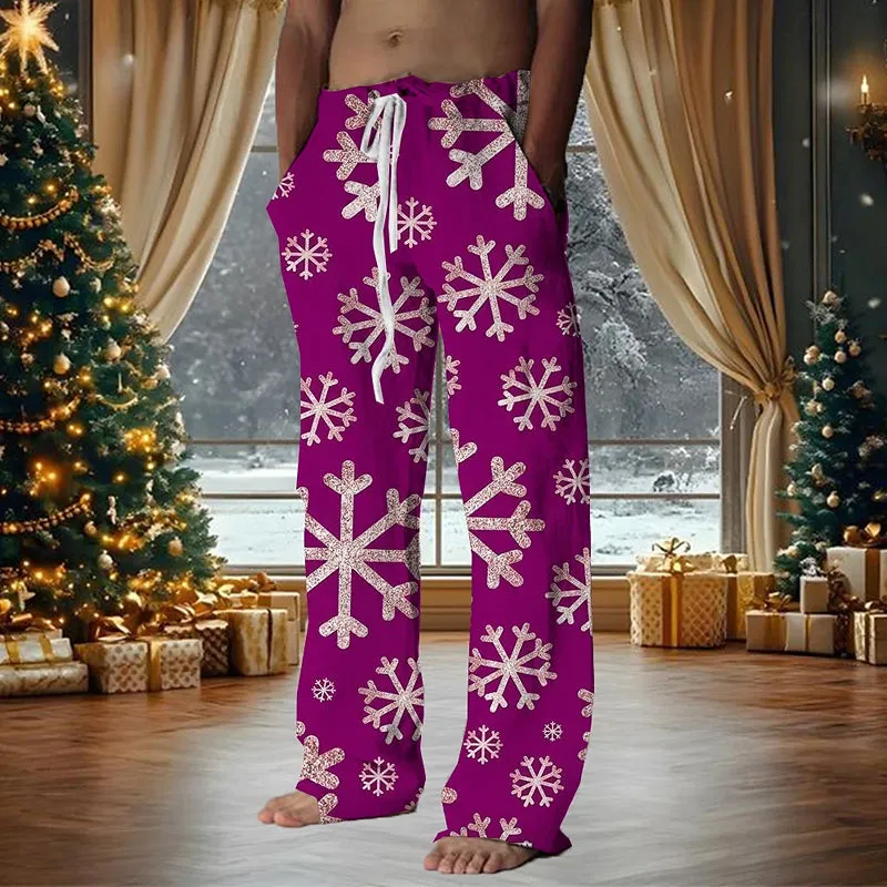 Men's Christmas Party Snowflake Printed Pants 2411007262