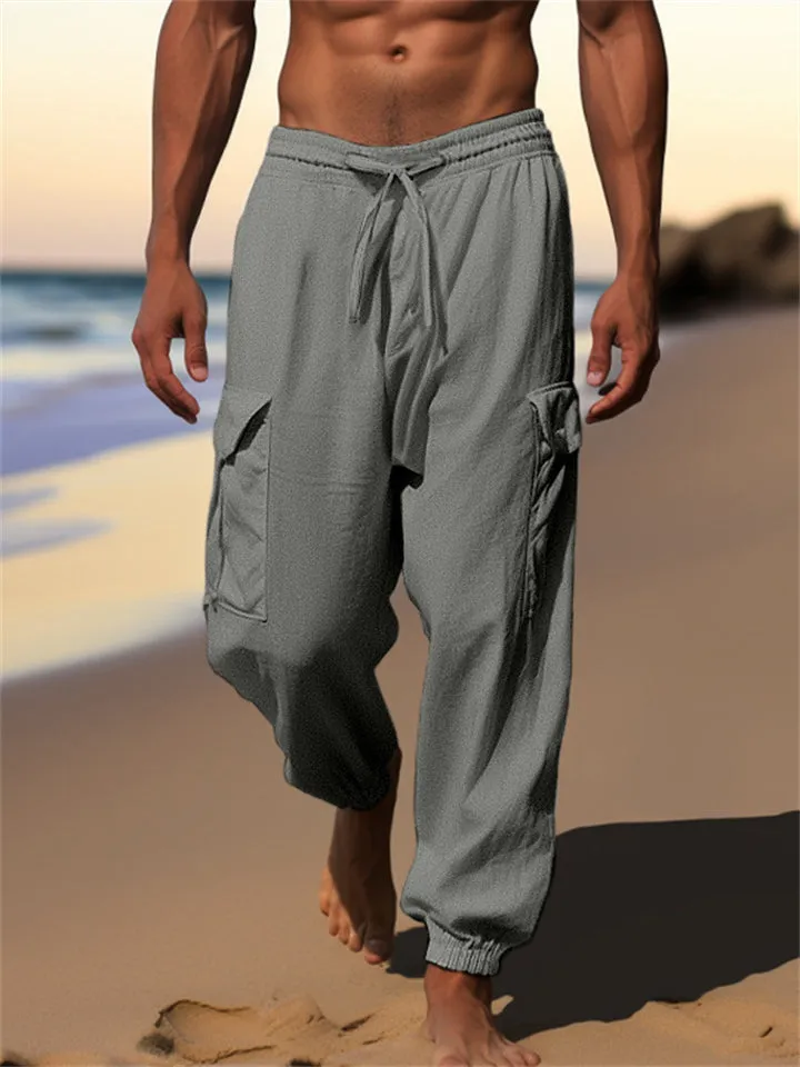 Men's Comfy Sporty Drawstring Ankle-tied Cargo Pants