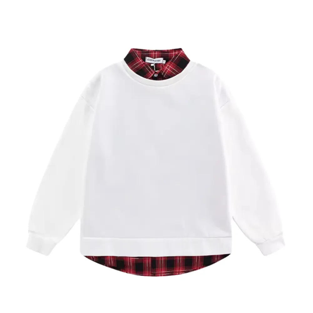 Simple Fake Collar Solid Color Polo Sweatshirt
