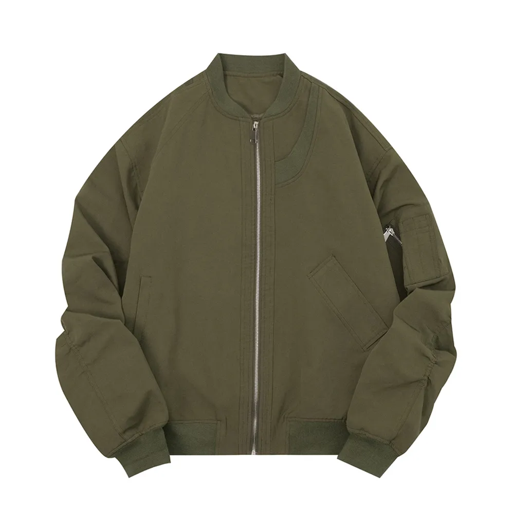 Simple Solid Color Baseball Collar Jacket