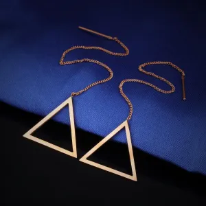 Simple Temperament Long Earrings Retro Inverted Triangle Design Earrings