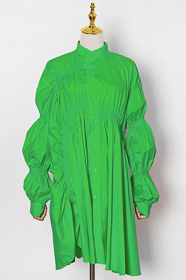 Solid Color Irregular Long Sleeved Dress (Fit 99 To 154lbs)