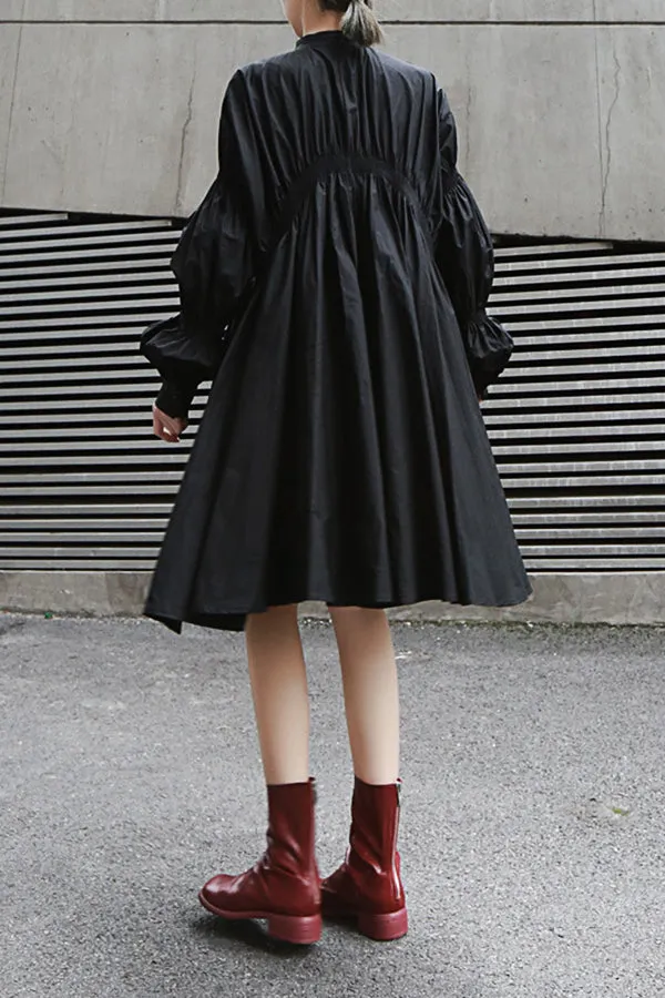 Solid Color Irregular Long Sleeved Dress (Fit 99 To 154lbs)
