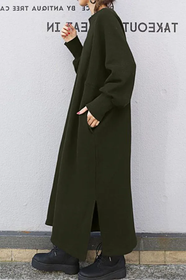 Solid Color Pullover Dress