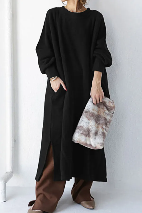 Solid Color Pullover Dress